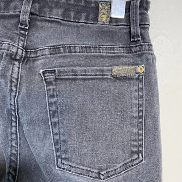 7 For All Mankind The High Waist Washed Black Women's Ankle Skinny Jeans Size 27 - Picture 9 of 12